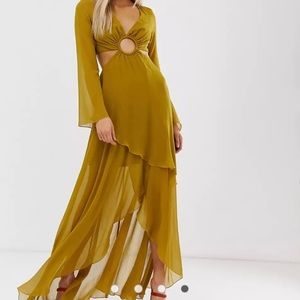 ASOS DESIGN Tall maxi dress with long sleeve and circle trim detail